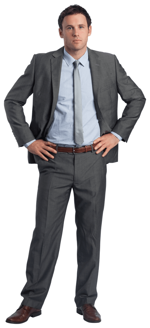 Serious Businessman with Transparency in Corporate Attire