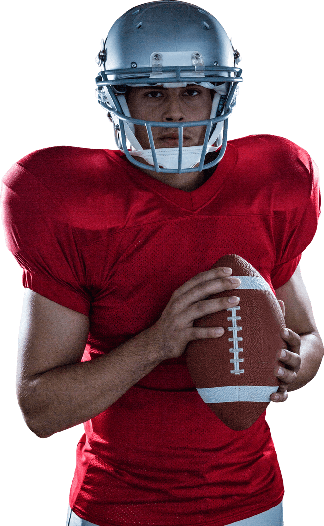 Transparent Portrait of Athlete Preparing for Football Game