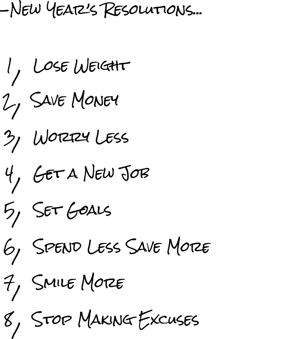 New Year's Resolutions Text on Transparent Background Vector