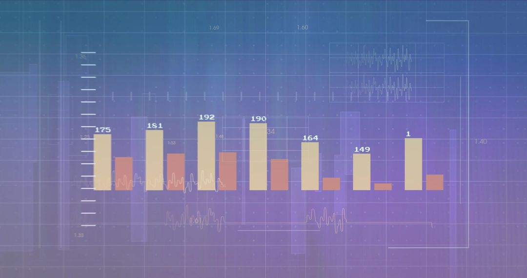 Abstract Digital Interface with Data Bars on Gradient Background