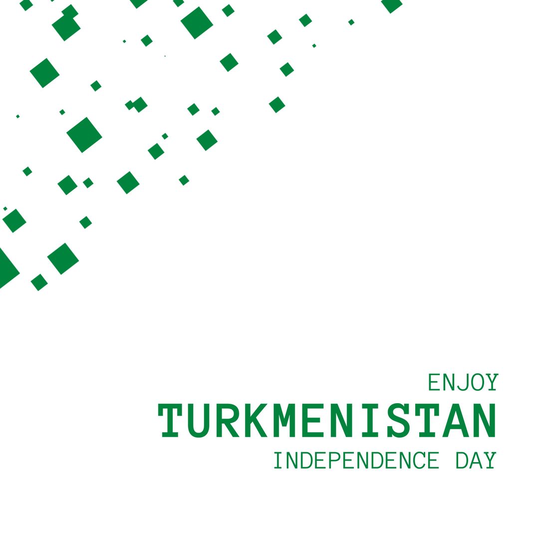 Illustration of enjoy turkmenistan independence day text and green square shapes on white background - Download Free Stock Templates Pikwizard.com