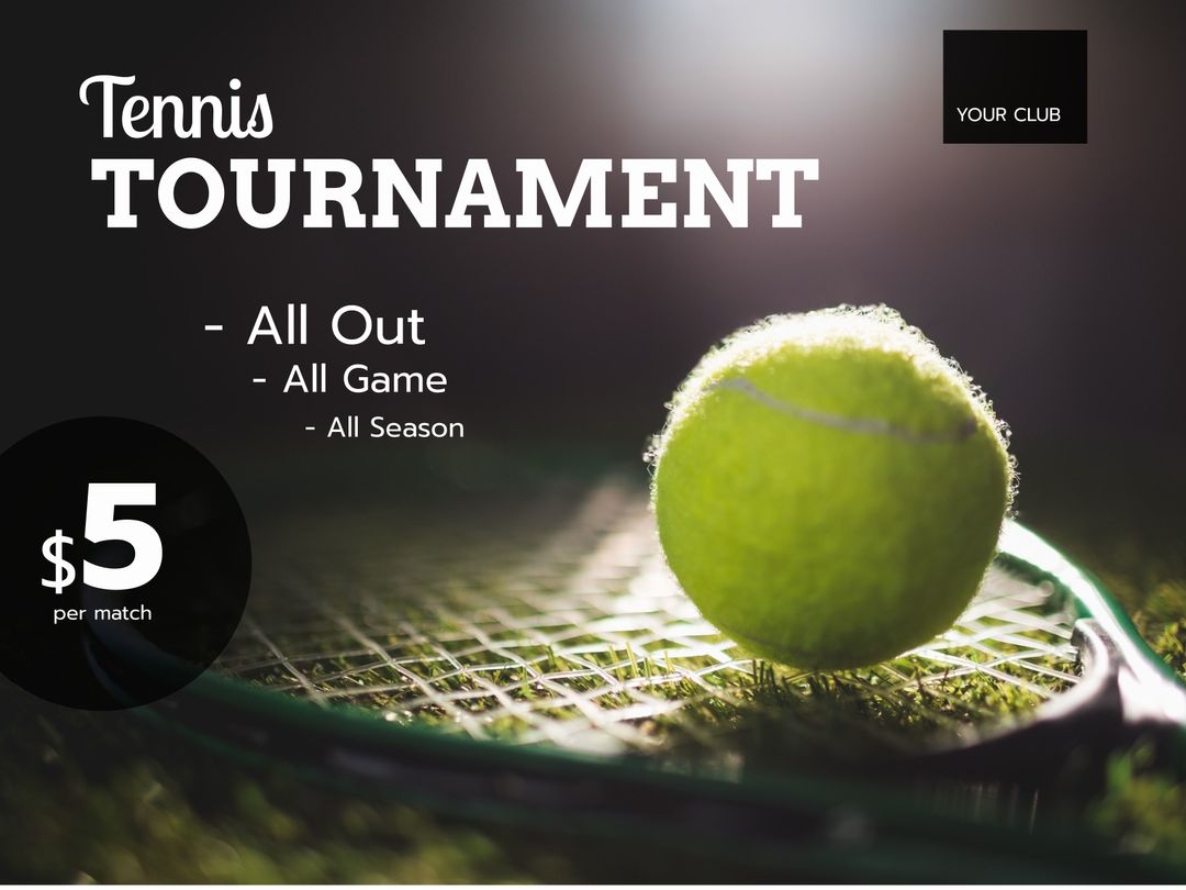 Tennis Tournament Advertisement Featuring Athletic Rivalry and Dynamic Competition - Download Free Stock Templates Pikwizard.com