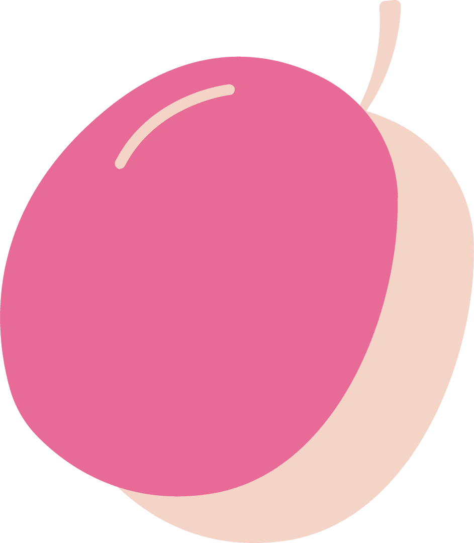 Minimalist Pink Fruit Illustration on Transparent Background