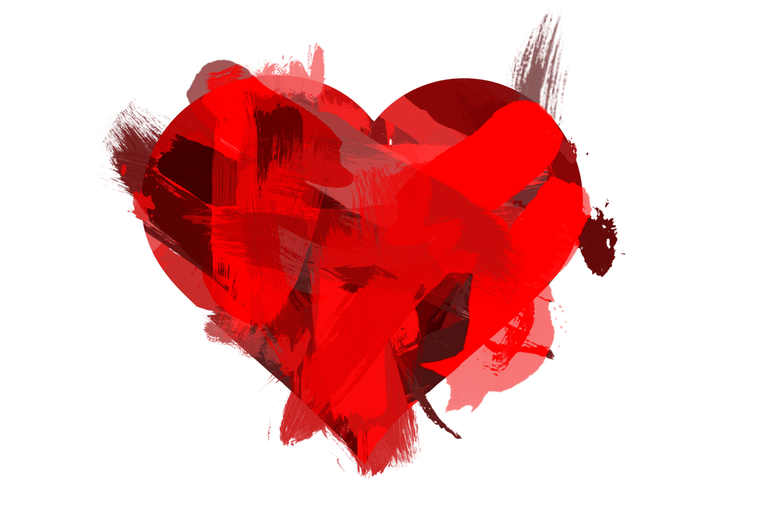 Artistic Red Heart Illustration on Transparent Background