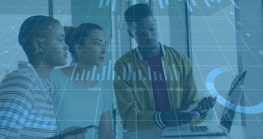 Colleagues Reviewing Digital Analytics in Modern Office Environment