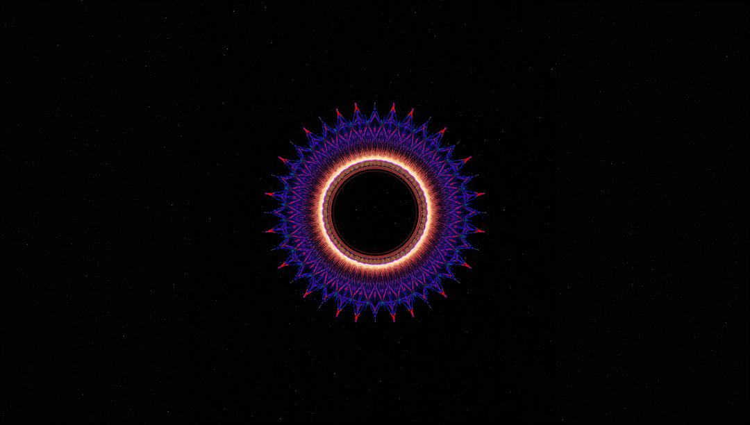 Colorful Fractal Pattern with Radiant Symmetry on Black