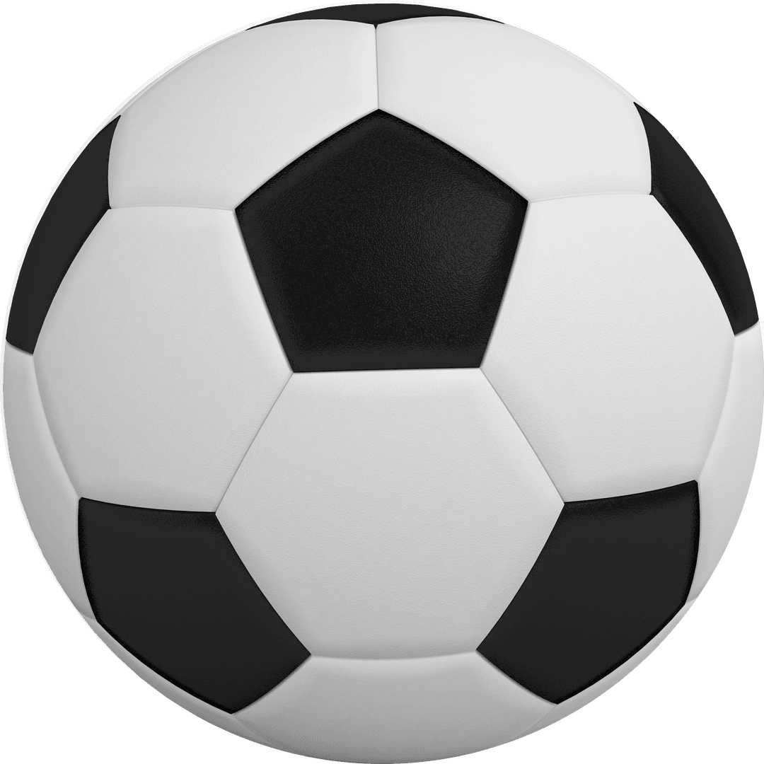 Black and White Soccer Ball on Transparent Background