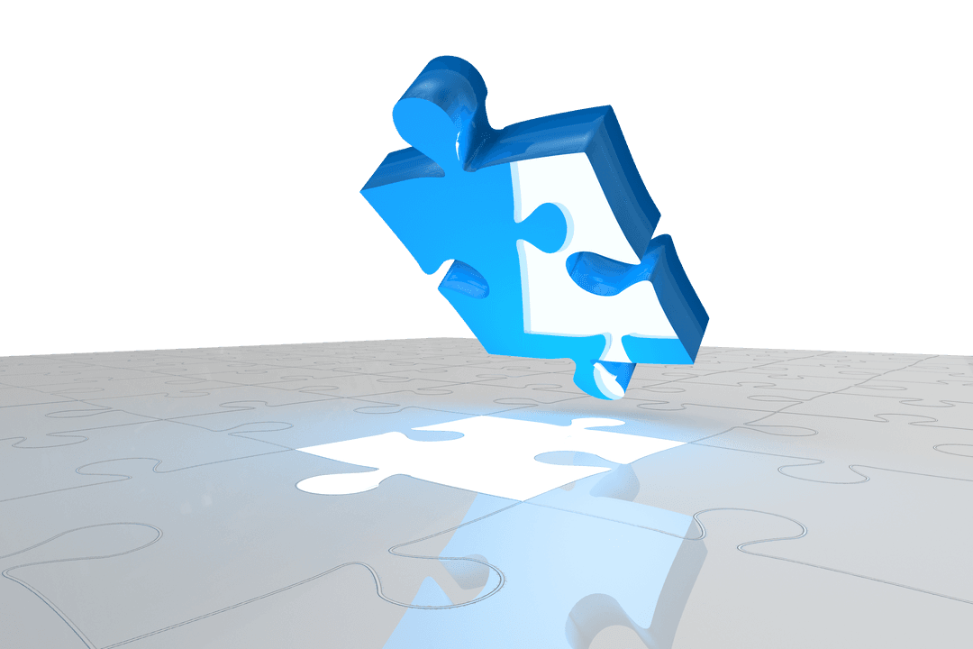 Digital Blue and White Puzzle Vector on Transparent Background
