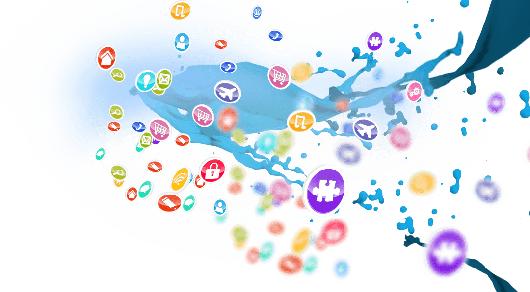 Colorful Network Symbol Icons on Transparent Background