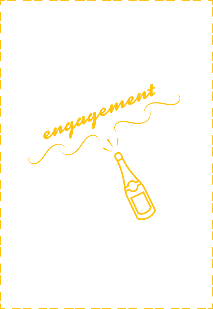 Yellow Champagne Bottle with Engagement Script on Transparent Background