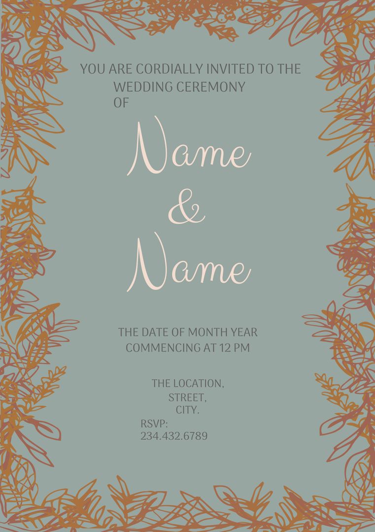 Romantic Botanical-Themed Invitation Template for Weddings and Formal Events - Download Free Stock Templates Pikwizard.com