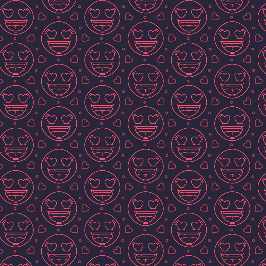 Heart Eye Emojis Repeating Pattern on Transparent Background
