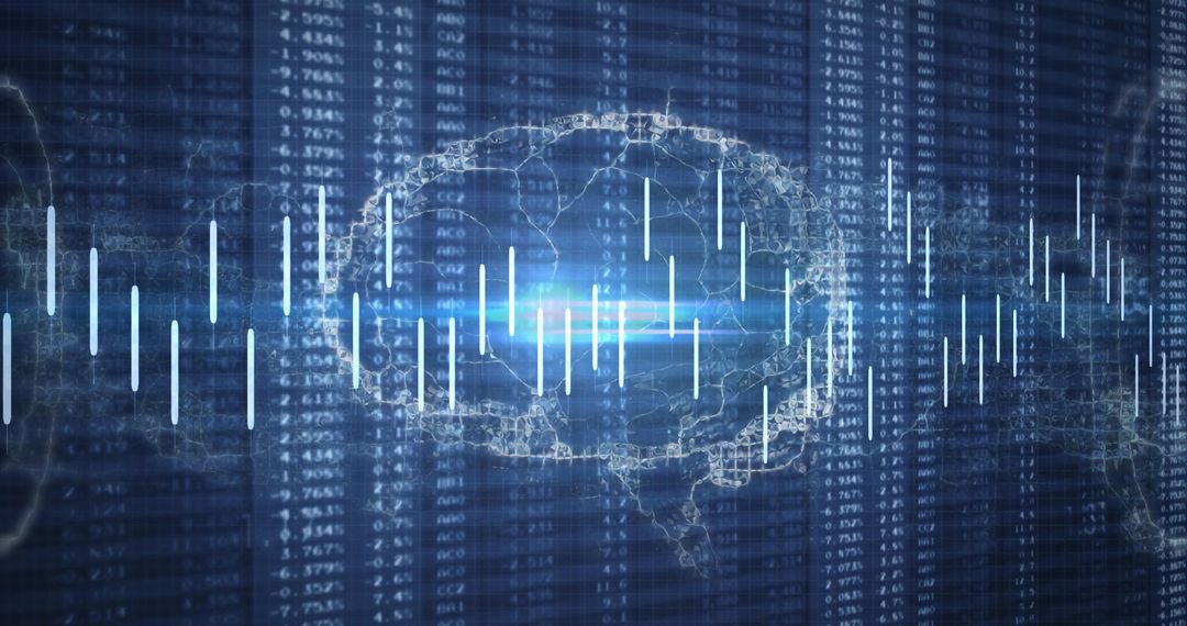 Futuristic Brain Model Against Digital Code Backdrop