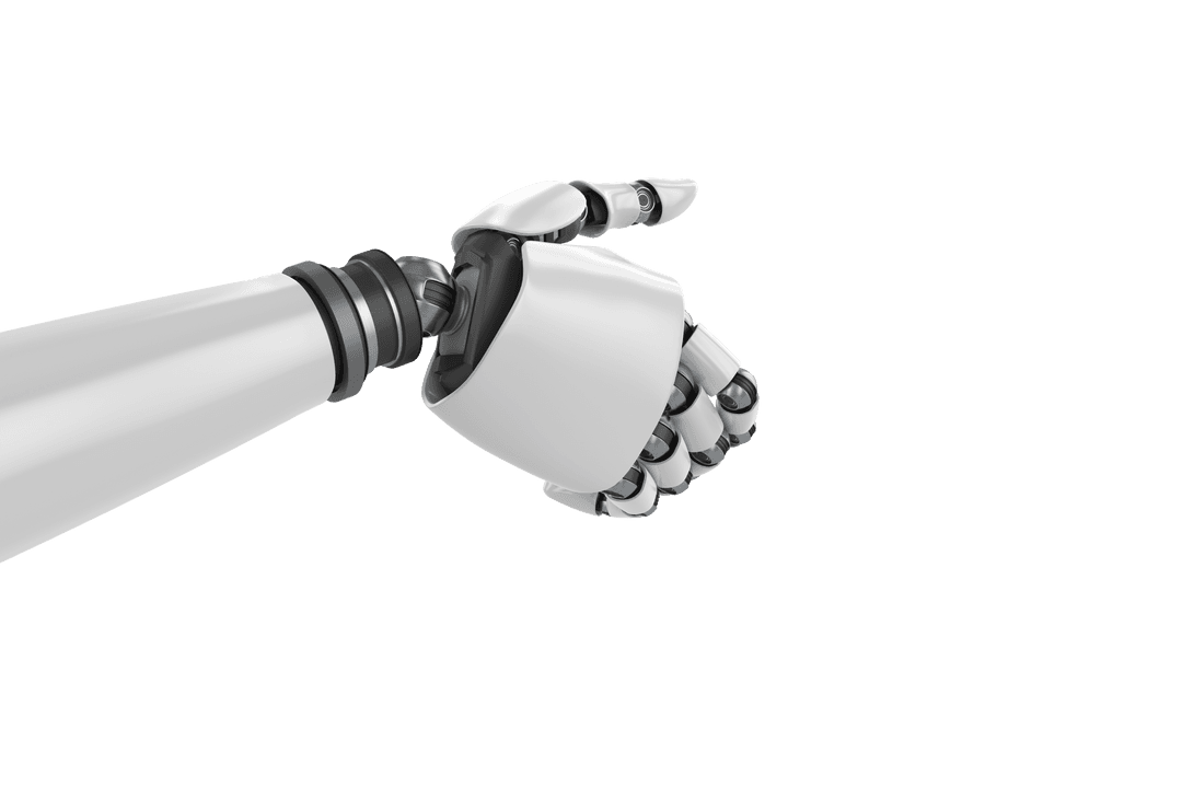 Robotic Hand Reaching Out on Transparent Background