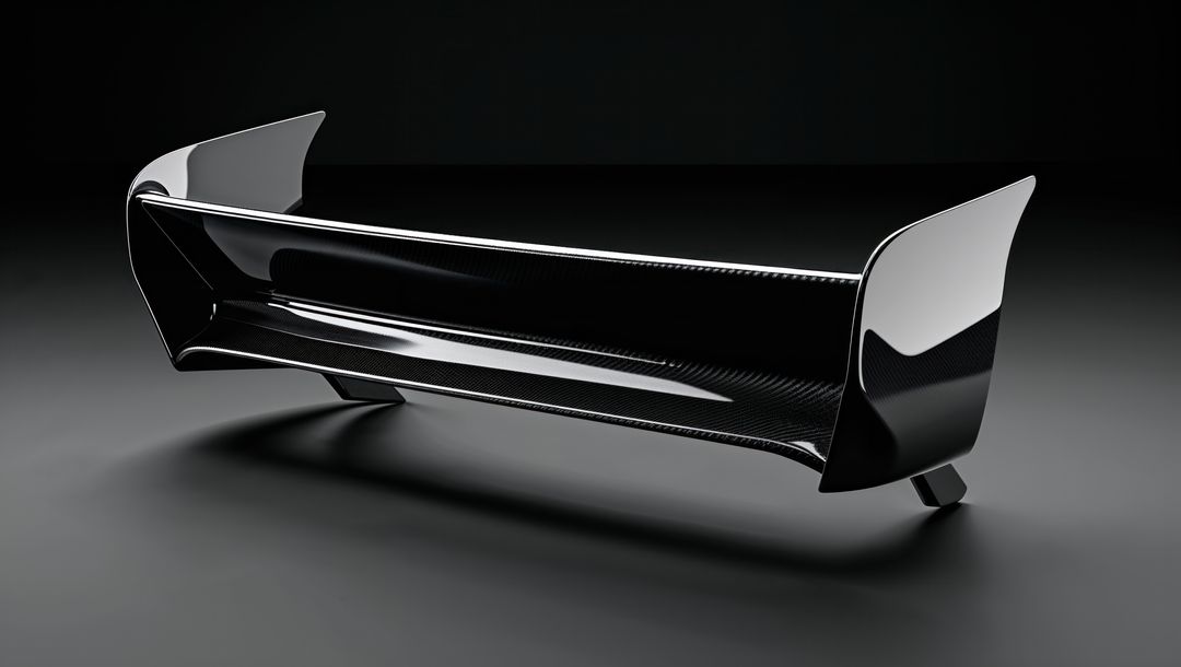 Carbon fiber rear spoiler with aerodynamic design, streamline form