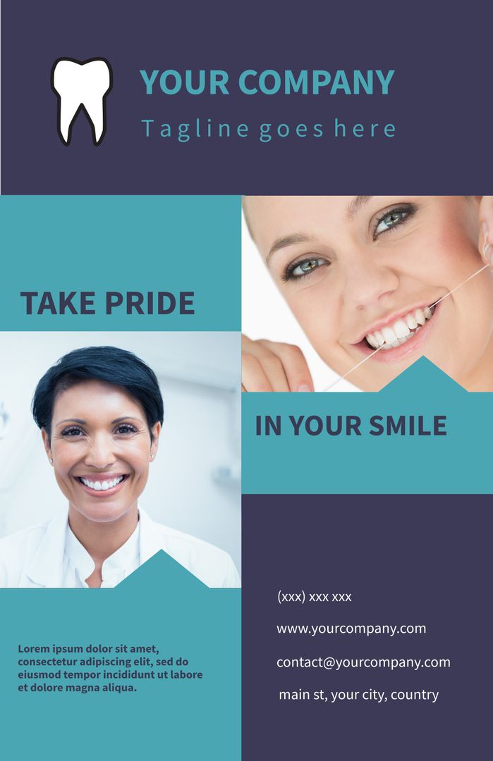 Professional Dental Clinic Flyer Promoting Healthy Happy Smiles - Download Free Stock Templates Pikwizard.com