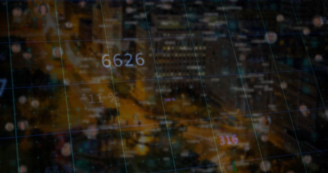 Urban Nightscape With Digital Data Overlay Presentation