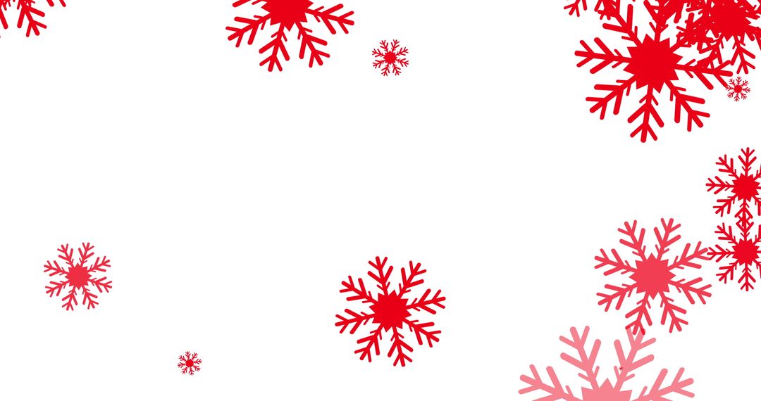 Festive Red Snowflakes Fall on White Background for Holiday Climate