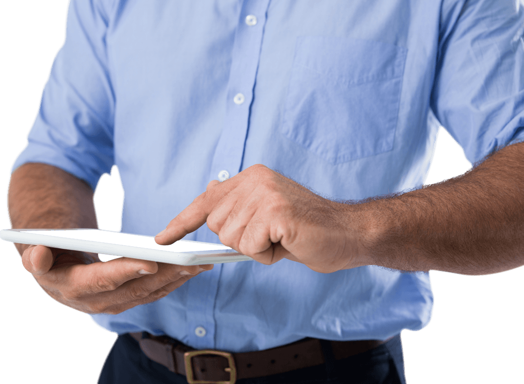 transparent background close-up man using digital tablet - Download Free Stock Images Pikwizard.com