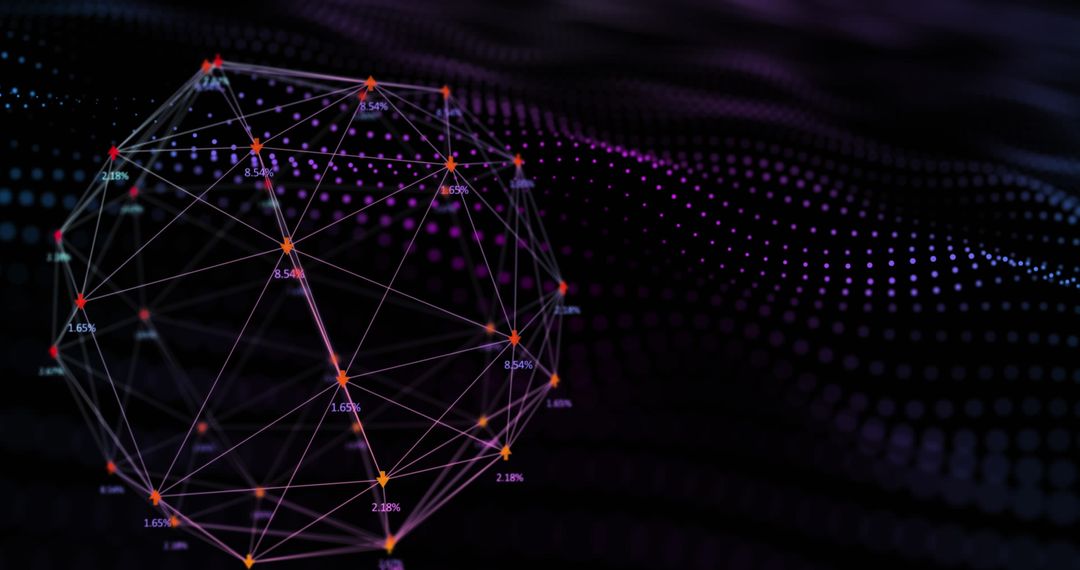 Abstract digital data globe with connected nodes