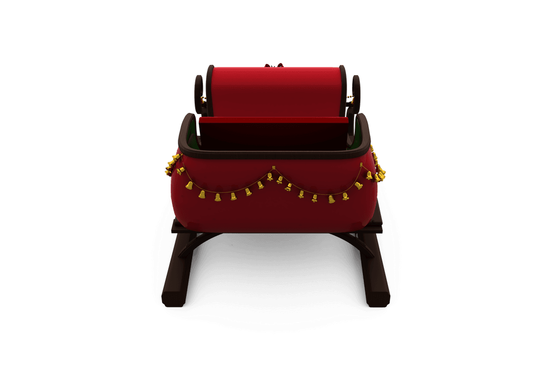 Red Santa Claus Sleigh Isolated on Transparent Background