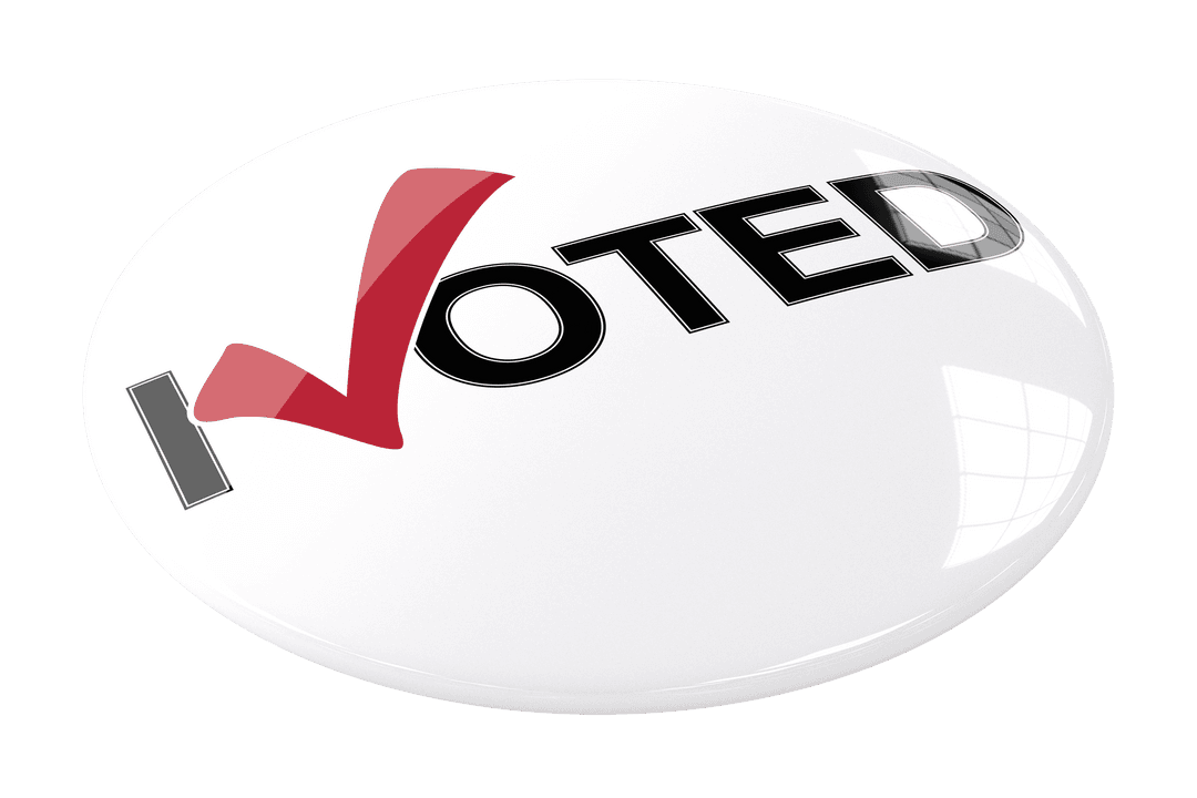I Voted Badge with Red Check Mark on Transparent Background