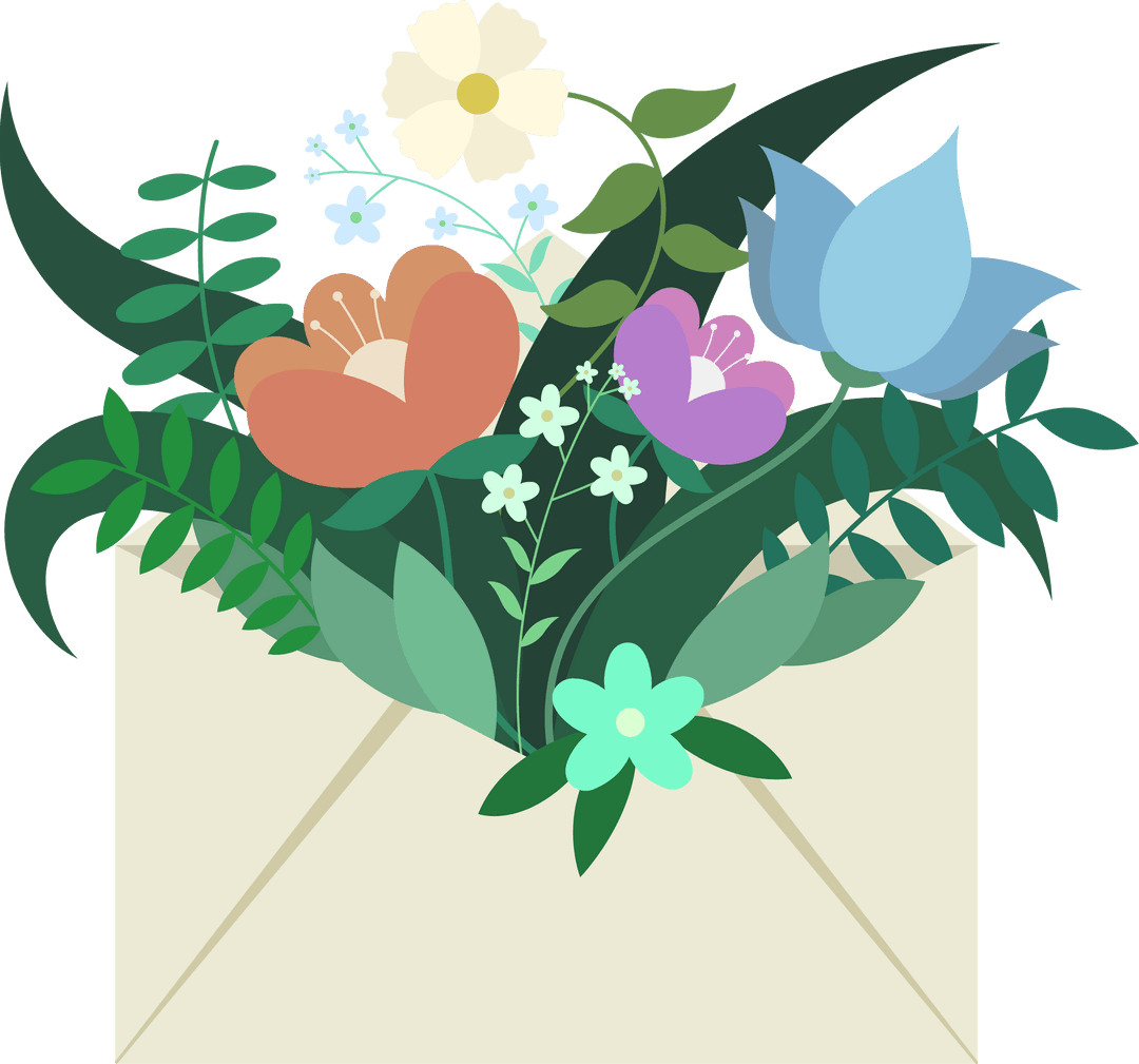 Vibrant Floral Envelope with Transparent Background