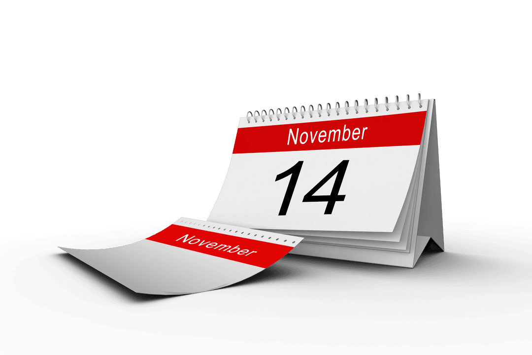 Transparent Desk Calendar Showing November 14