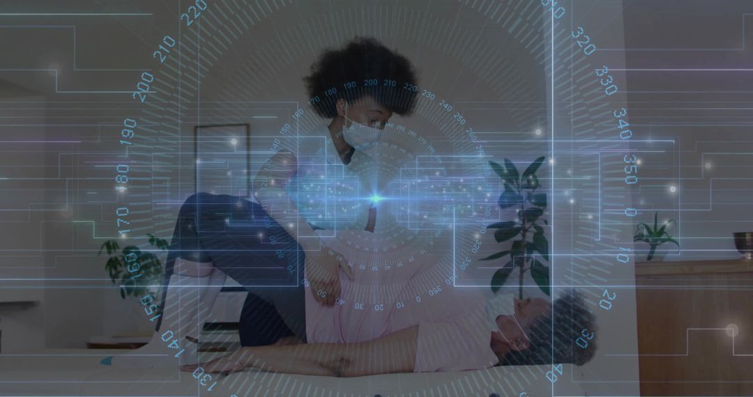 Therapist assisting senior with leg exercise in clinic