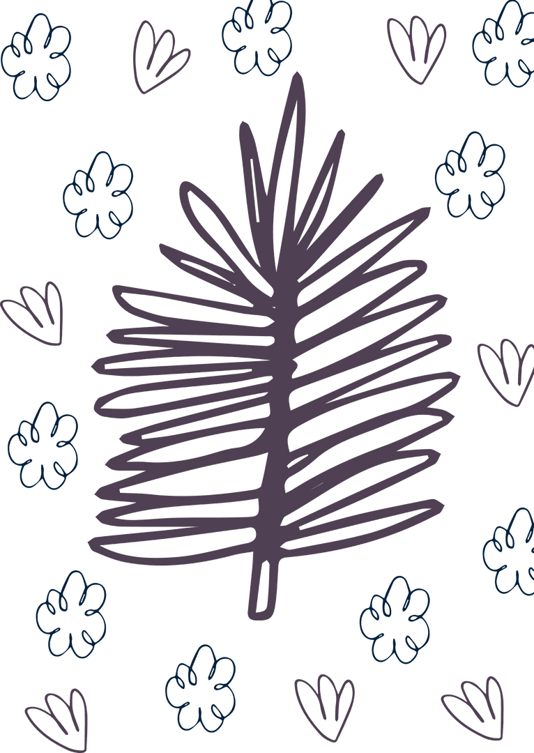 Transparent Abstract Floral Pattern with Stylized Leaves