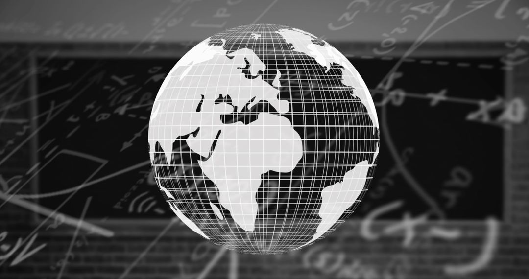 Digital Globe against Mathematical Equations Background