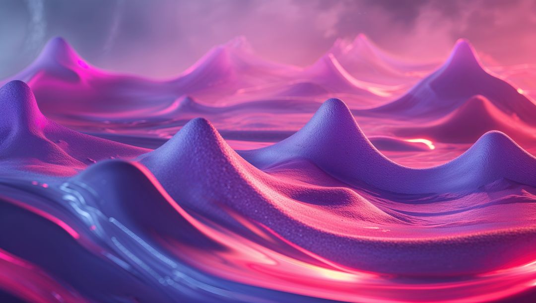 Vibrant Neon Waveforms in Abstract Digital Landscape