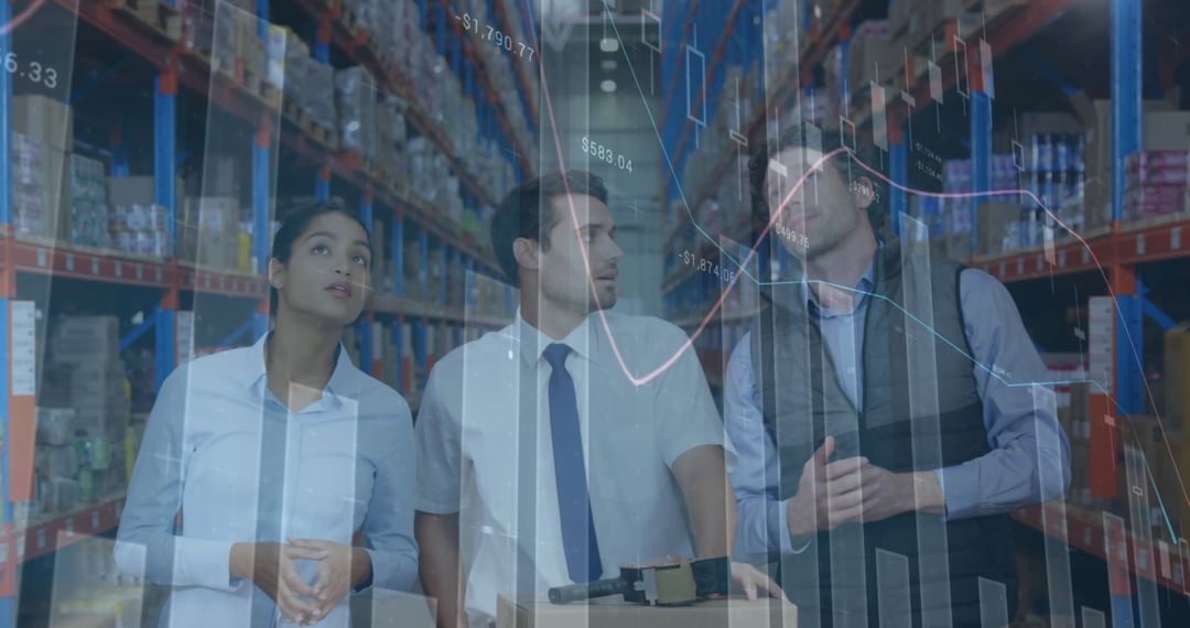 Warehouse Team Analyzing Financial and Statistical Data