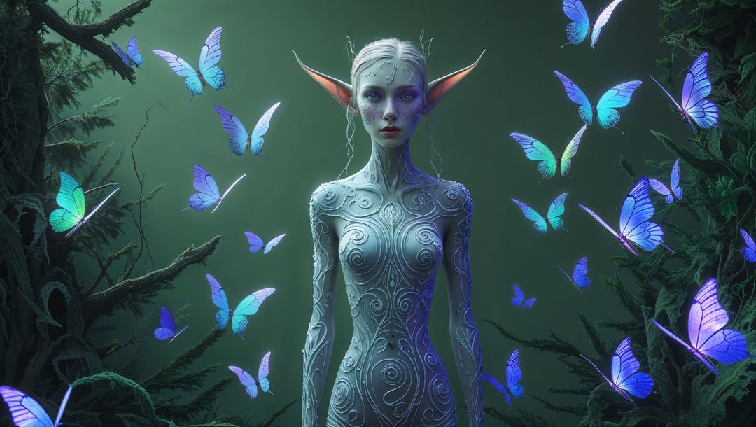 Enchanting Elf Radiating Elegance in Mystical Forest