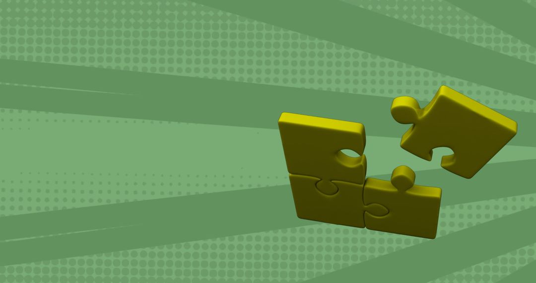 Dynamic Yellow Puzzle Pieces on Green Spinning Background