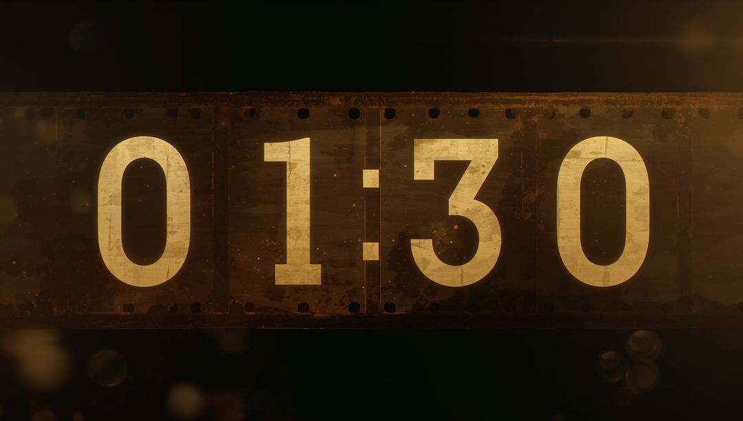 Glowing Countdown Timer on Vintage Filmstrip Background