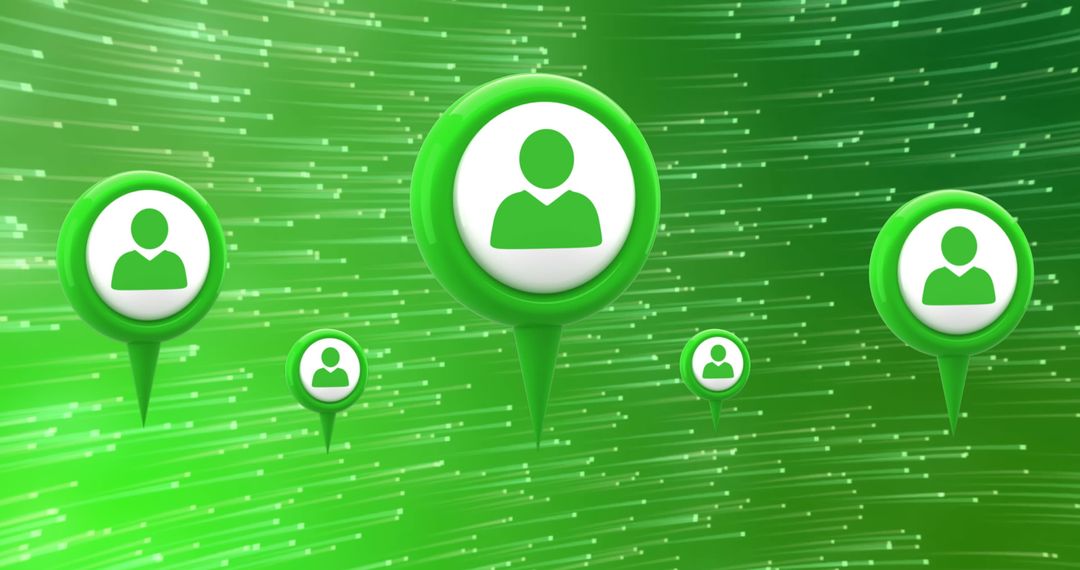 Green Digital Icons on Dynamic Background Representing Networking