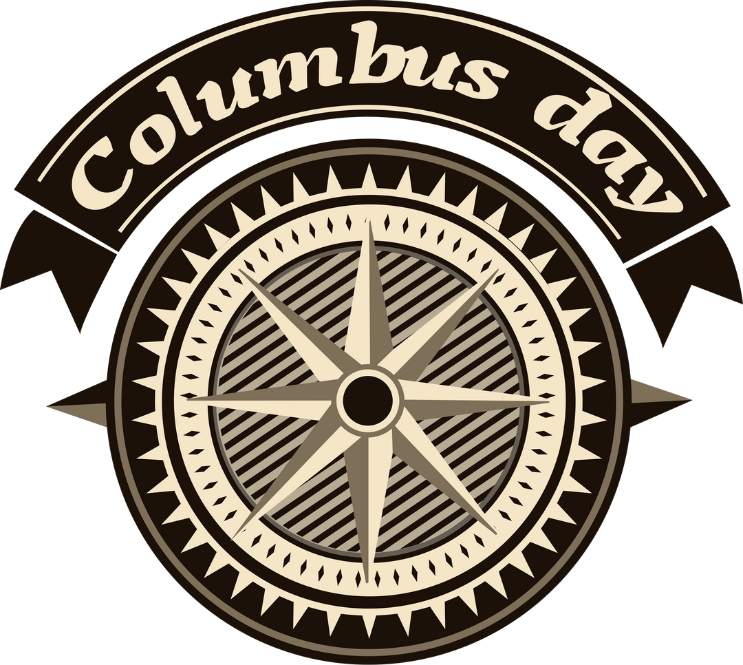 Vintage Transparent Columbus Day Emblem with Compass - Download Free Stock Images Pikwizard.com