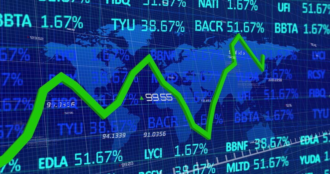 Rising Stock Market Graph with Global Data Interface