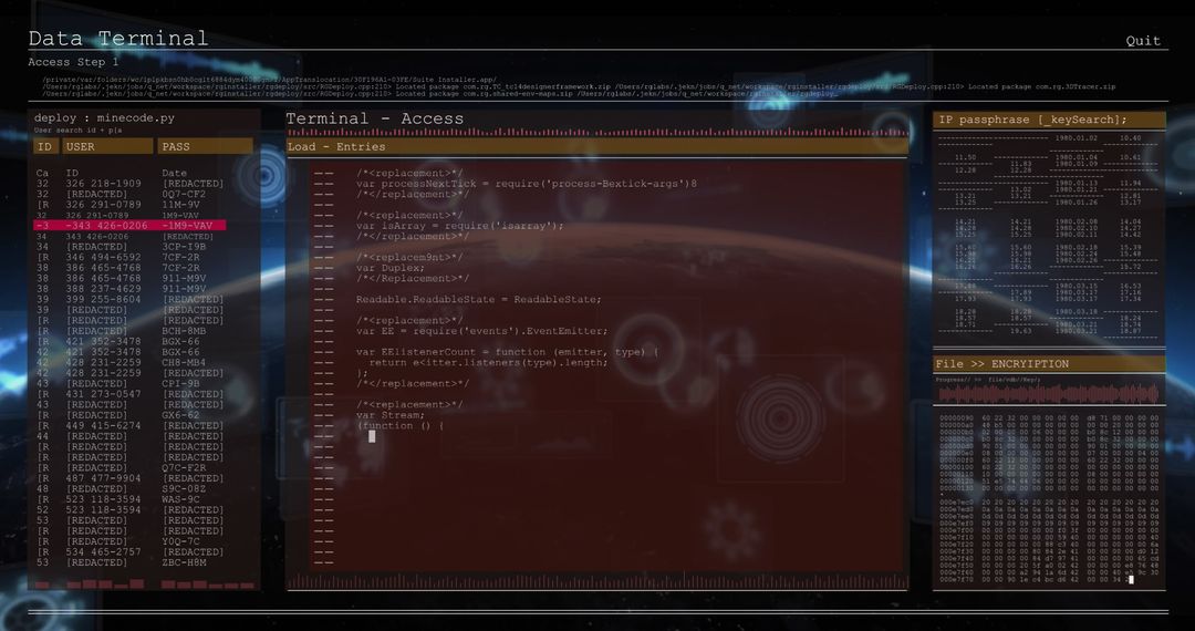 Digital Data Terminal with Global Interface and Code Display - Free Images, Stock Photos and Pictures on Pikwizard.com