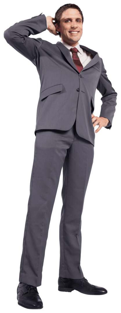 Happy Businessman Standing Confident With Hand on Hip on Transparent Background