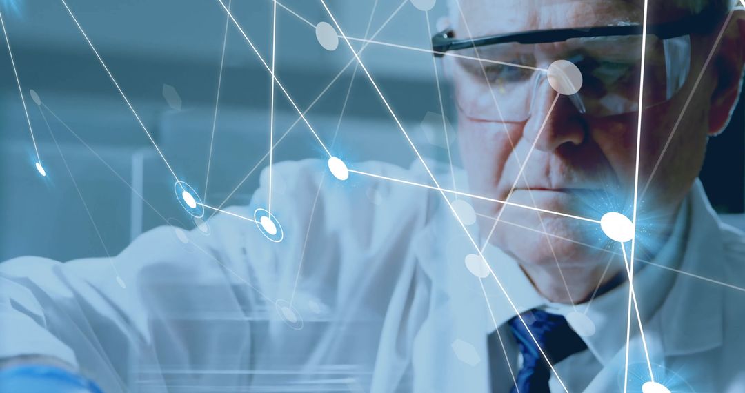 Scientist Analyzing Digital Network Connections in High-Tech Laboratory
