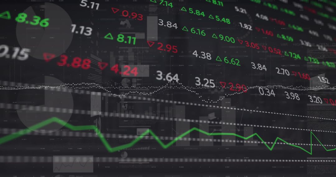 Stock Market Tickers with Digital Graphics Overlay