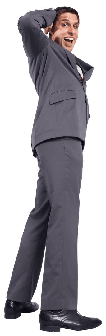 Surprised Caucasian Businessman in Suit on Transparent Background