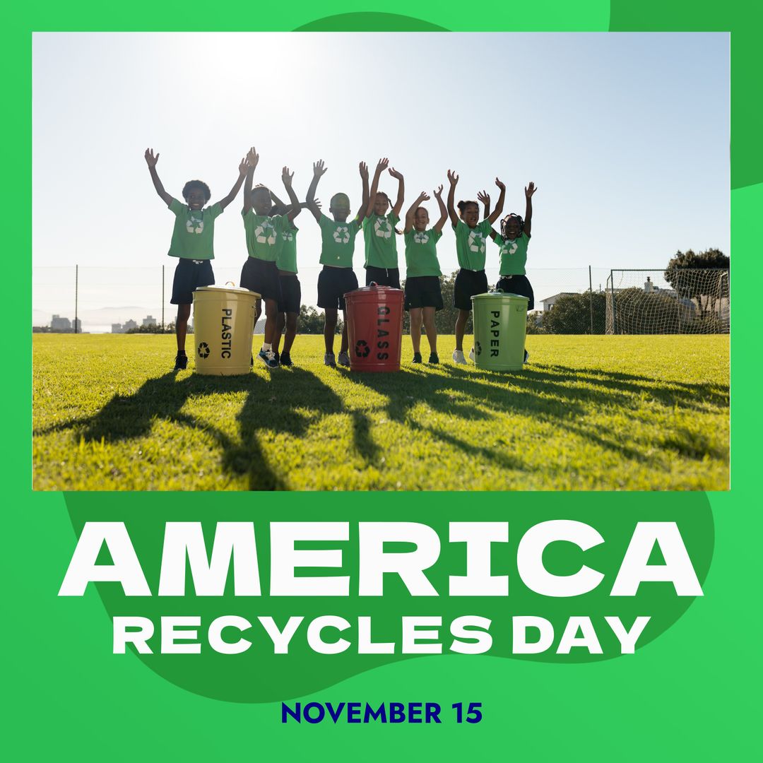 Group Supporting America Recycles Day with Litter Bins Outdoors