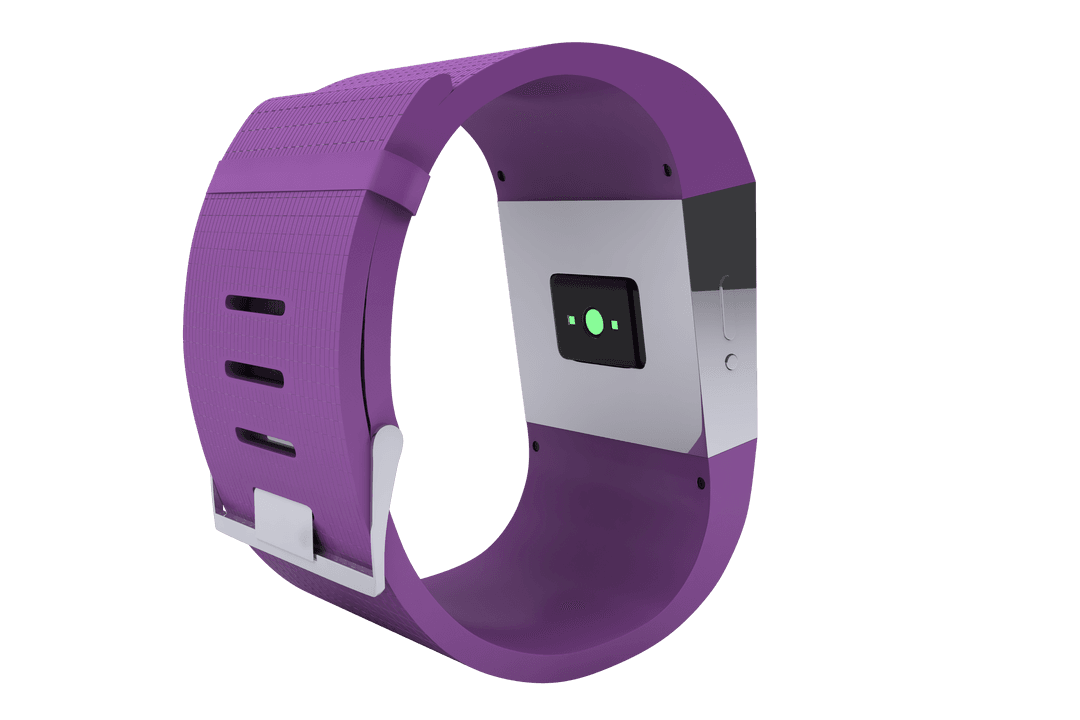 Purple Smartwatch with Digital Display on Transparent Background