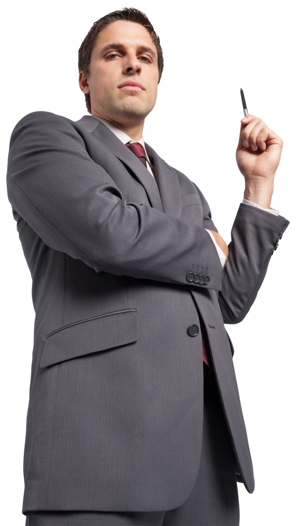 Confident Businessman on Transparent Background Holding Pen - Download Free Stock Images Pikwizard.com