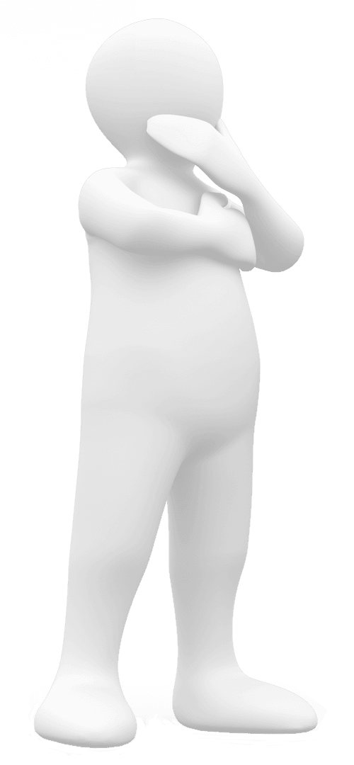 Digital White Figure With Hand on Face on Transparent Background