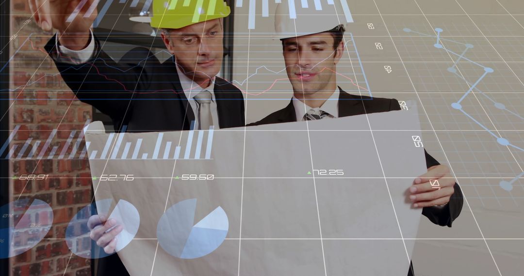 Architects Analyzing Plans with Financial Data Projections