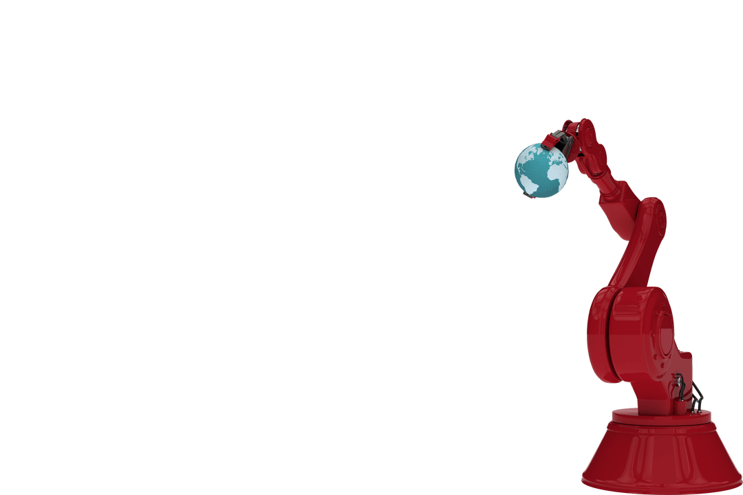 Transparent Robotic Arm Holding Earth Planet Globe Concept